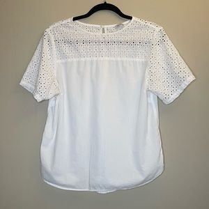 White Eyelet Tee from LLBean Size Medium